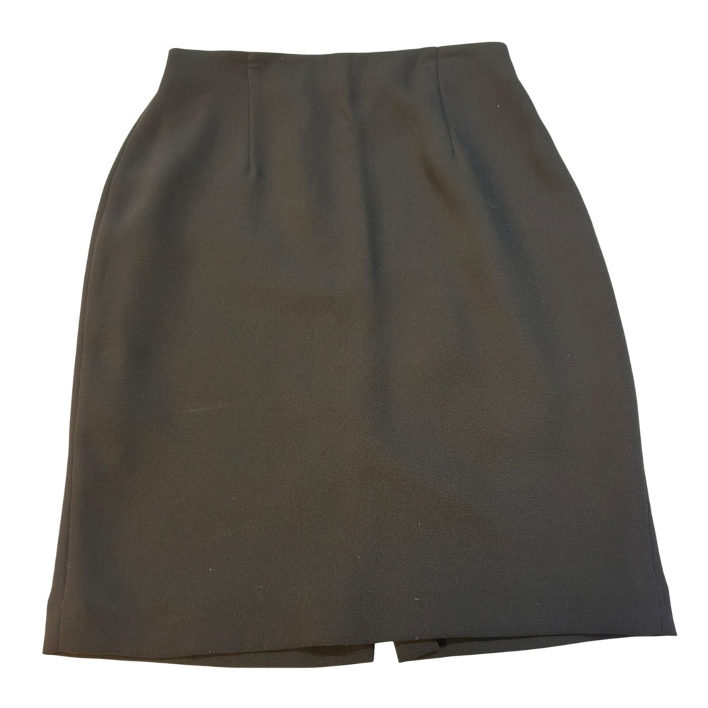 Liz Claiborne Pencil Skirt Petite Black Polyester Solid Size 10P Career Office